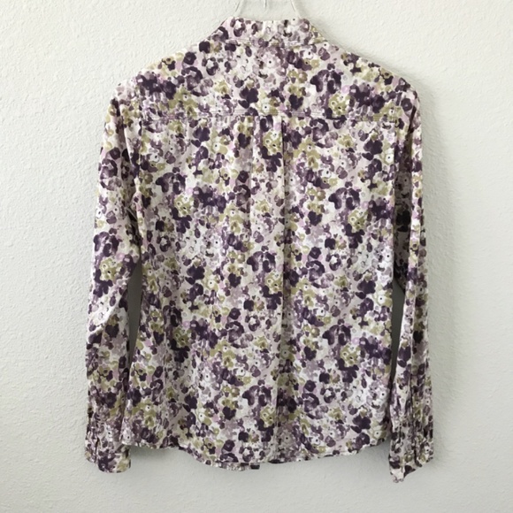Eddie Bauer Floral 100% Cotton Button Up Long Sleeve Shirt S Roll Tab Classic - Picture 2 of 9